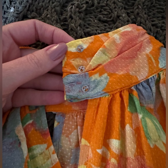 Women’s Floral Orange Sleeveless Turtleneck Size Medium - Picture 8 of 13